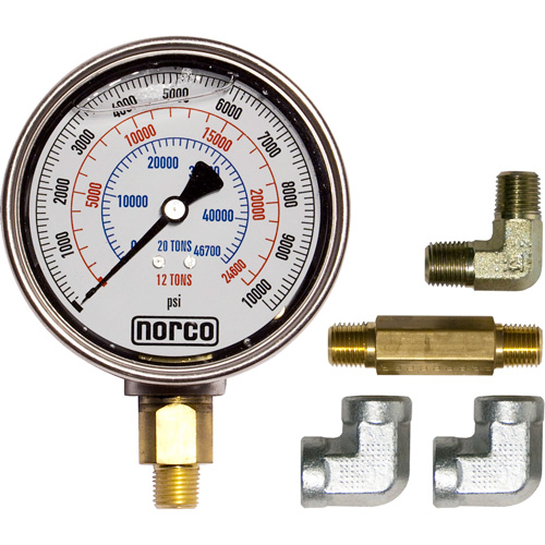 Manom&egrave;tre hydraulique avec raccords,  4", Fixation inf&eacute;rieure, Analogique Waymarc Industries Inc