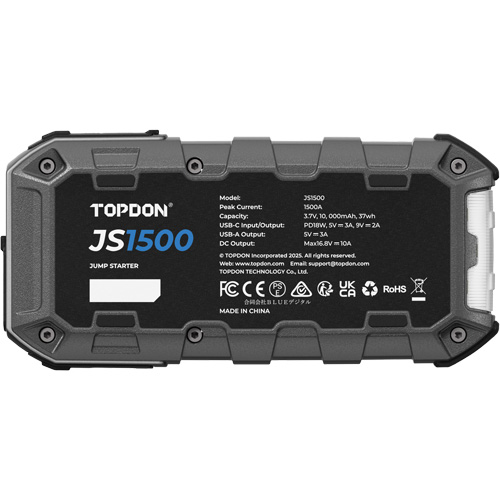 D&eacute;marreur d'appoint, survolteur, banque d'alimentation et lampe de poche JumpSurge1500 Waymarc Industries Inc