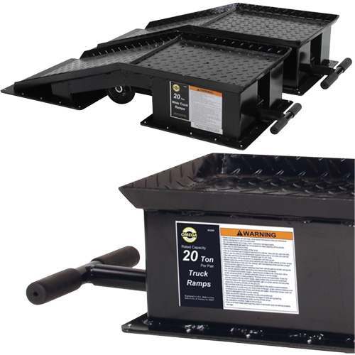 Heavy-Duty Truck Ramps with Long T-Handle, 40000 lbs. Capacity, 45" L, 13-1/2" W, 9-19/50" H Waymarc Industries Inc