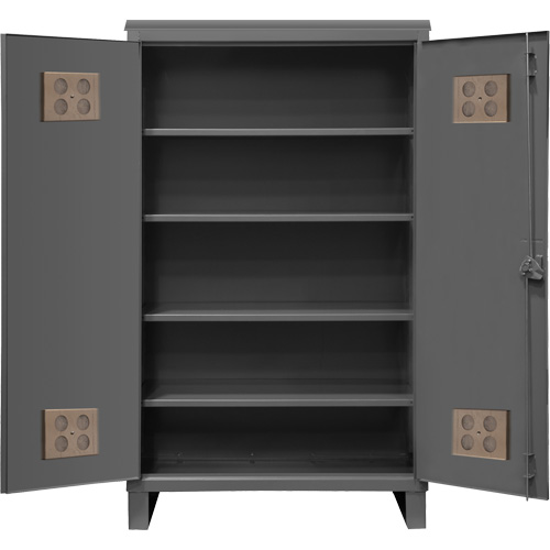 Armoire ext&eacute;rieure robuste, Acier, 4 Tablettes, 78" h x 60" la x 24" P, Gris Waymarc Industries Inc