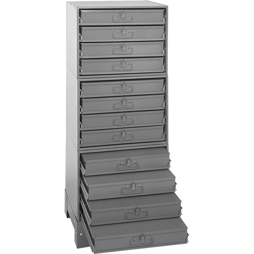 Armoire de rangement modulaire avec tiroirs, Acier, 12 tiroirs, 20-3/8" x 16" x 60-1/8", Gris Waymarc Industries Inc