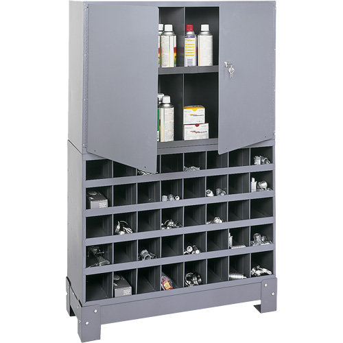 Modular Small Parts Storage Unit, Steel, 0 Drawers, 33-3/4" x 12-1/4" x 53-1/2", Grey Waymarc Industries Inc