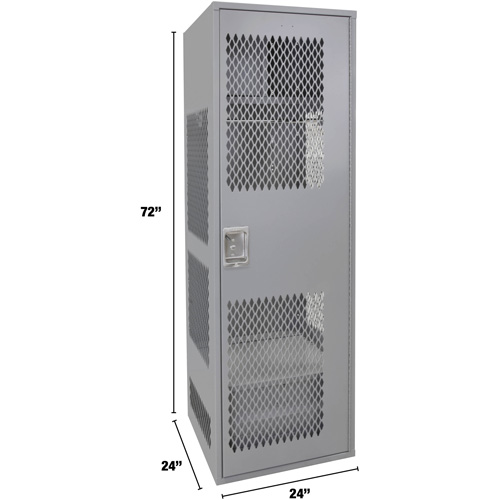 Gear Locker with Door, Steel, 24" W x 24" D x 72" H, Grey Waymarc Industries Inc