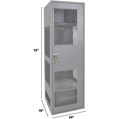 Casier pour &eacute;quipement avec porte, Acier, 24" la x 18" p x 72" h, Gris Waymarc Industries Inc