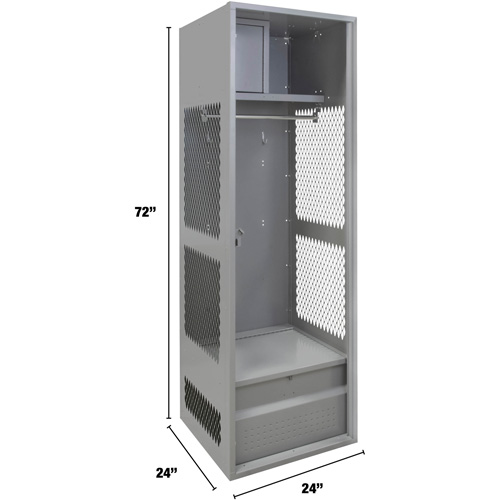 Gear Locker, Steel, 24" W x 24" D x 72" H, Grey Waymarc Industries Inc