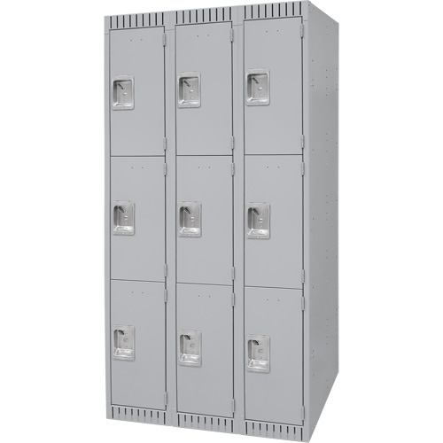 Casiers, 3 niveaux, Bloc de 3, 36" x 18" x 72", Acier, Gris, D&eacute;mont&eacute; Waymarc Industries Inc