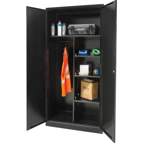Combination Storage Cabinet, 36" W x 18" D x 72" H, Black Waymarc Industries Inc