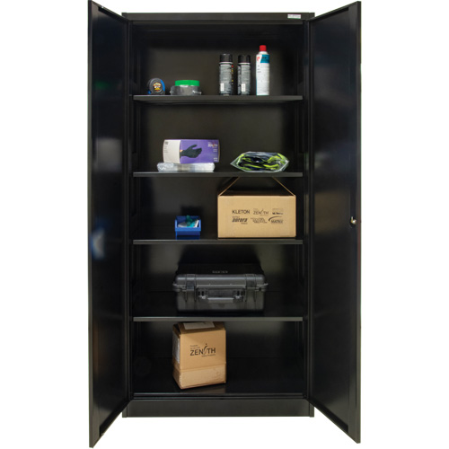 Hi-Boy Storage Cabinet, Steel, 4 Shelves, 72" H x 36" W x 18" D, Black Waymarc Industries Inc