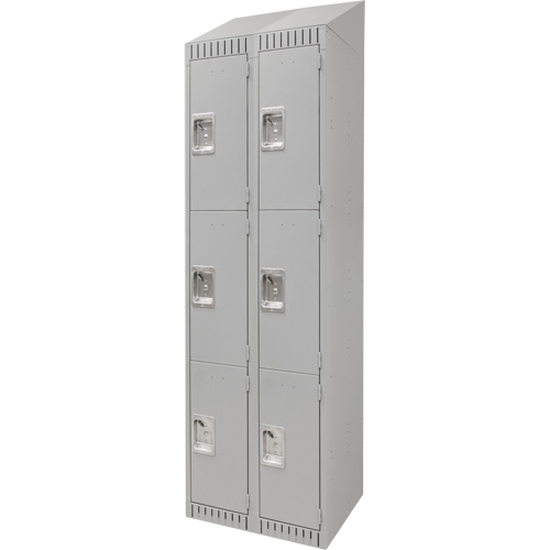 Lockers, 3 -tier, Bank of 2, 24" x 18" x 82", Steel, Grey, Knocked Down Waymarc Industries Inc