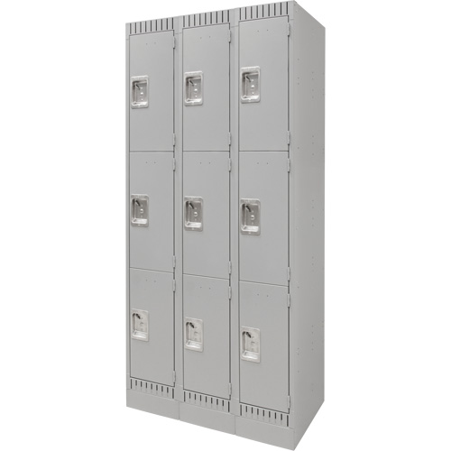 Casiers, 3 niveaux, Bloc de 3, 36" x 18" x 76", Acier, Gris, D&eacute;mont&eacute; Waymarc Industries Inc