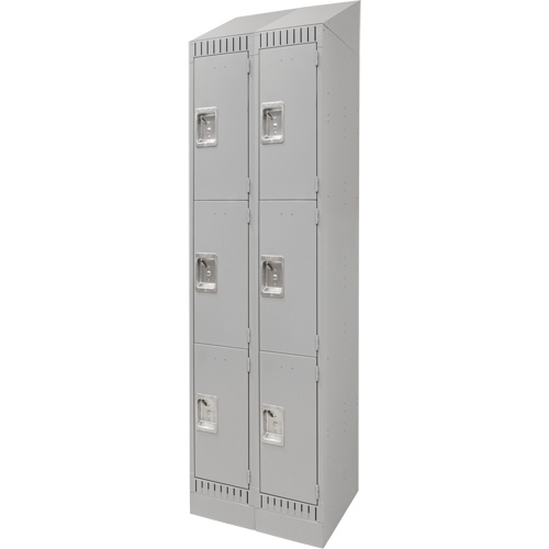 Casiers, 3 niveaux, Bloc de 2, 24" x 18" x 86", Acier, Gris, D&eacute;mont&eacute; Waymarc Industries Inc