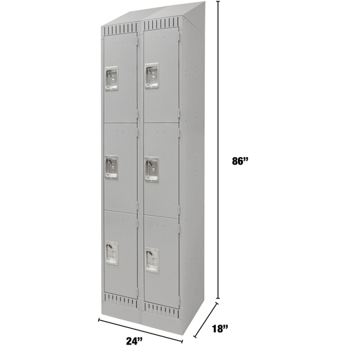 Casiers, 3 niveaux, Bloc de 2, 24" x 18" x 86", Acier, Gris, D&eacute;mont&eacute; Waymarc Industries Inc