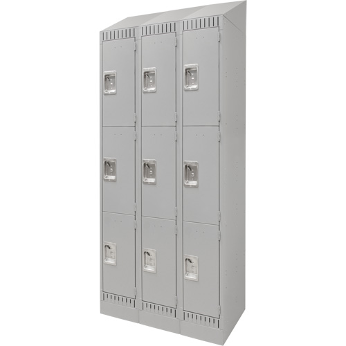 Casiers, 3 niveaux, Bloc de 3, 36" x 18" x 86", Acier, Gris, D&eacute;mont&eacute; Waymarc Industries Inc