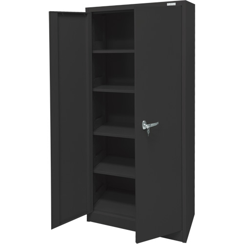 Armoire d'entreposage, Acier, 4 Tablettes, 66" h x 30" la x 15" P, Noir Waymarc Industries Inc