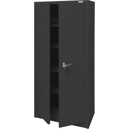 Armoire d'entreposage, Acier, 4 Tablettes, 66" h x 30" la x 15" P, Noir Waymarc Industries Inc