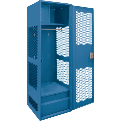 Casier pour &eacute;quipement avec porte, Acier, 24" la x 18" p x 72" h, Bleu fonc&eacute; Waymarc Industries Inc