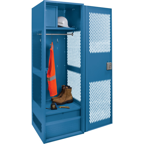 Casier pour &eacute;quipement avec porte, Acier, 24" la x 18" p x 72" h, Bleu fonc&eacute; Waymarc Industries Inc