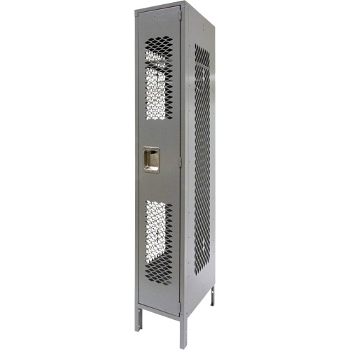 Vented Lockers, 12" x 18" x 78", Steel, Grey, Knocked Down, Perforated Waymarc Industries Inc