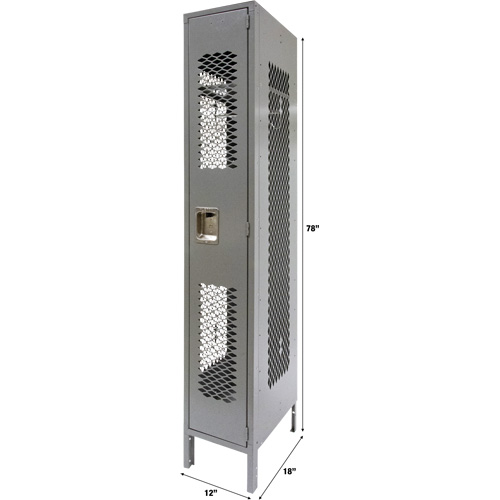 Vented Lockers, 12" x 18" x 78", Steel, Grey, Knocked Down, Perforated Waymarc Industries Inc