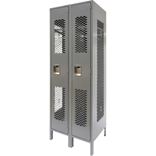 Vented Lockers, Bank of 2, 24" x 18" x 78", Steel, Grey, Knocked Down, Perforated Waymarc Industries Inc