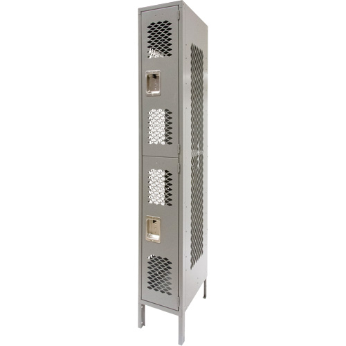 Casiers ventil&eacute;s, 2 niveaux, 12" x 18" x 78", Acier, Gris, D&eacute;mont&eacute;, Perfor&eacute; Waymarc Industries Inc