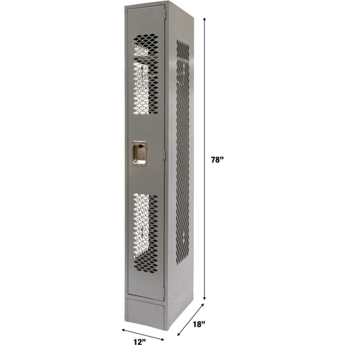 Vented Lockers, 12" x 18" x 78", Steel, Grey, Knocked Down, Perforated Waymarc Industries Inc