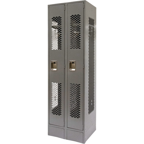Casiers ventil&eacute;s, Bloc de 2, 24" x 18" x 78", Acier, Gris, D&eacute;mont&eacute;, Perfor&eacute; Waymarc Industries Inc