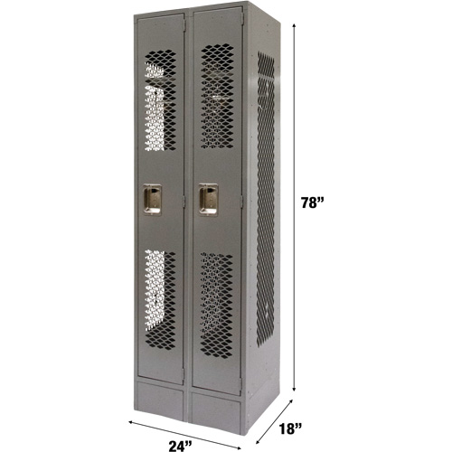 Casiers ventil&eacute;s, Bloc de 2, 24" x 18" x 78", Acier, Gris, D&eacute;mont&eacute;, Perfor&eacute; Waymarc Industries Inc