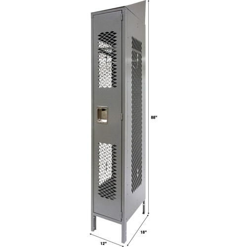 Casiers ventil&eacute;s, 12" x 18" x 88", Acier, Gris, D&eacute;mont&eacute;, Perfor&eacute; Waymarc Industries Inc