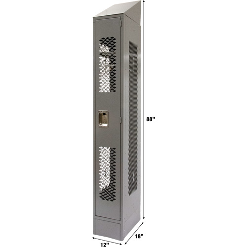 Vented Lockers, 12" x 18" x 88", Steel, Grey, Knocked Down, Perforated Waymarc Industries Inc