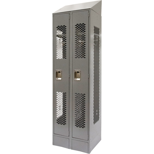 Vented Lockers, Bank of 2, 24" x 18" x 88", Steel, Grey, Knocked Down, Perforated Waymarc Industries Inc
