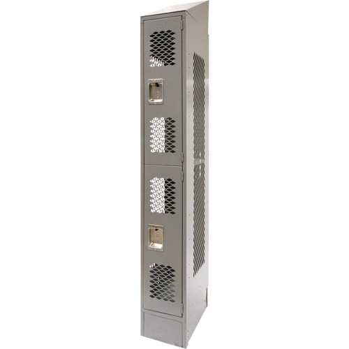 Vented Lockers, 2 -tier, 12" x 18" x 88", Steel, Grey, Knocked Down, Perforated Waymarc Industries Inc
