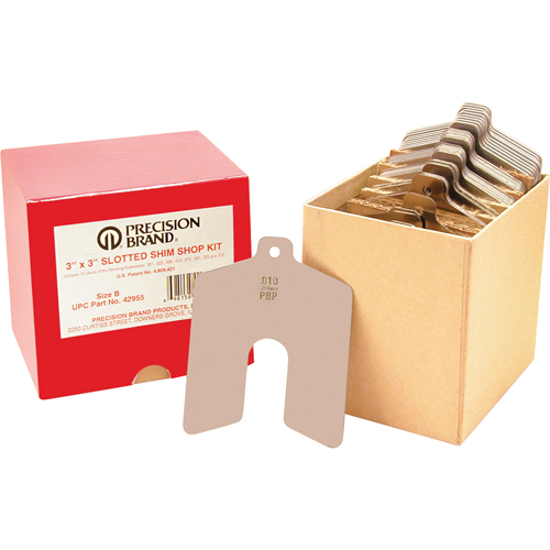 Slotted Shim Assortments, 4" L x 0.001"- 0.075" Thickness, 4" W, Stainless Steel Waymarc Industries Inc