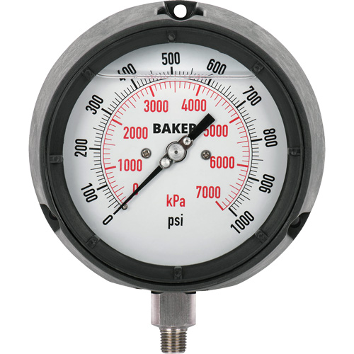 LF Series Pressure Gauge, 4-1/2" , 0-1000 psi, Bottom Mount, Analogue Waymarc Industries Inc