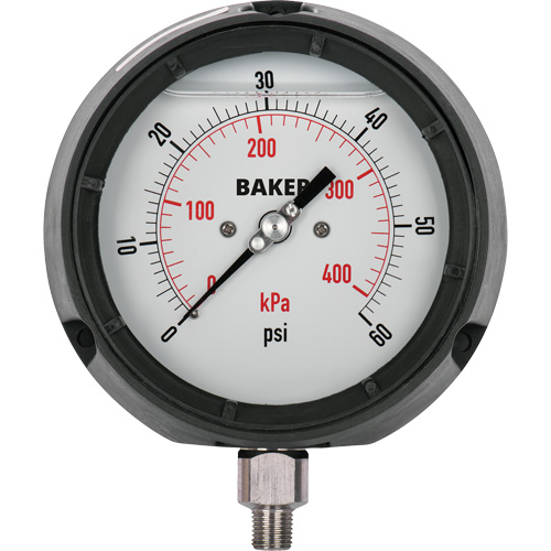 Pressure Gauge, 4-1/2" , 30" 0 Hg Vac., Bottom Mount, Liquid Filled Analogue Waymarc Industries Inc