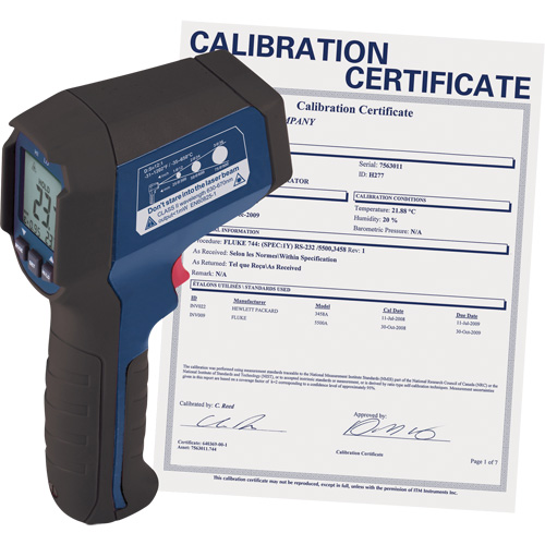 Thermom&egrave;tre &agrave; infrarouge avec certificat de calibration, -31°- 1202° F ( -35° - 650° C ), 12:1, &eacute;missivit&eacute; Ajustable Waymarc Industries Inc