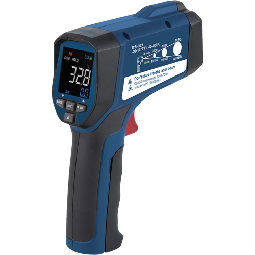 Professional Infrared Thermometer, -26 - 1472° F ( -32 - 800° C ), 30:1, Adjustable Emmissivity Waymarc Industries Inc
