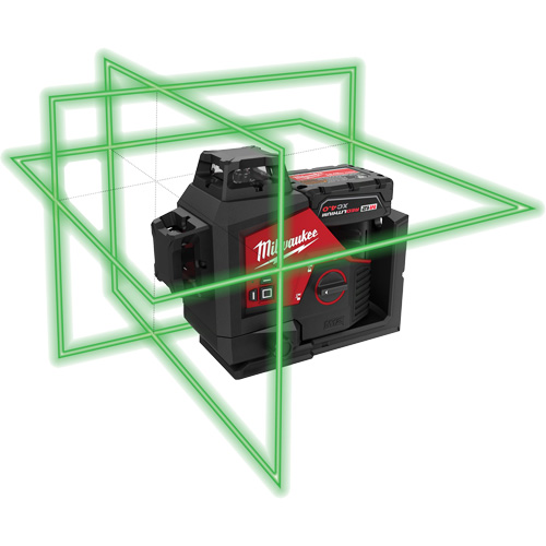 M12 360-Degree 3-Plane Cordless Laser Kit, 125' (38.1 m), 530 Nm Waymarc Industries Inc
