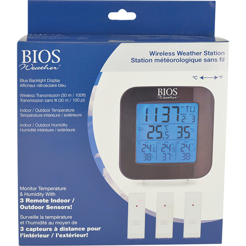 Wireless Weather Station with 3 Sensors, Non-Contact, Digital, 40-158°F (-40-70°C) Waymarc Industries Inc