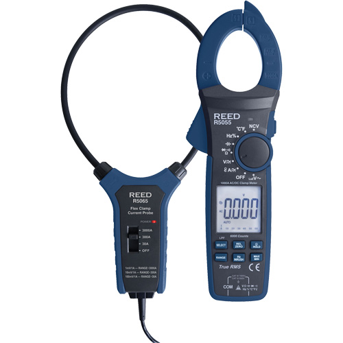 True RMS Clamp Meter with Flexible Current Probe & ISO Certificate, AC/DC Voltage, AC/DC Current Waymarc Industries Inc