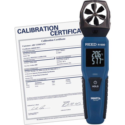An&eacute;mom&egrave;tre &agrave; h&eacute;lices Bluetooth Smart avec certificat de calibration, Enregistrement des donn&eacute;es, Gamme de v&eacute;locit&eacute; d'air de 0,6 - 25 m/sec/118 - 4921 pi/min/2,1 - 90 km/h/1,3 - 55,9 mi/h Waymarc Industries Inc