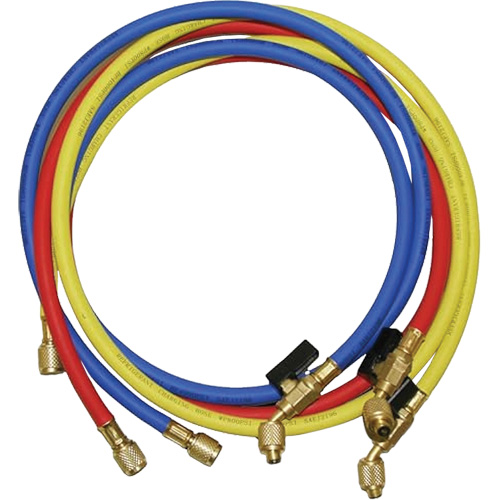 Tuyaux de charge de r&eacute;frig&eacute;rant avec robinet &agrave; boisseau et raccords SAE 1/4" Waymarc Industries Inc