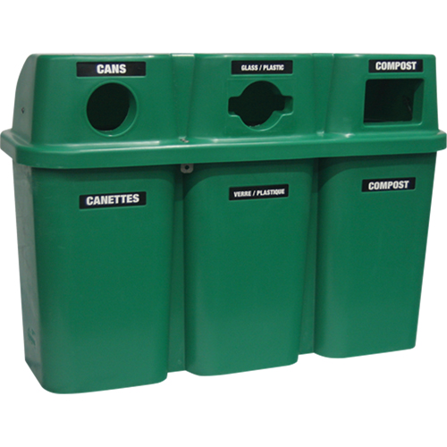 Recycling Containers Bullseye, Curbside, Plastic, 3 x 22 US Gal. Waymarc Industries Inc