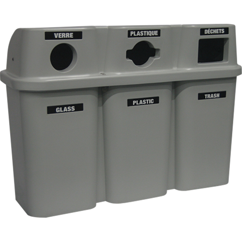 Contenants de recyclage Bullseye, Bord de rue, Plastique, 3 x 22 gal. US Waymarc Industries Inc