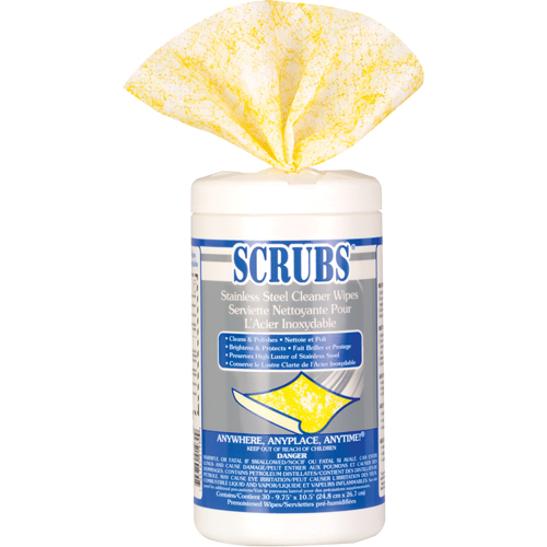 Stainless Steel Cleaner Wipes, 30 Wipes, 10-1/2" x 9-3/4" Waymarc Industries Inc