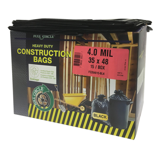 Contractor Liners, Strong, 35" W x 48" L, 4 mils, Black, 166.55 L (44 Gal.) Capacity Waymarc Industries Inc
