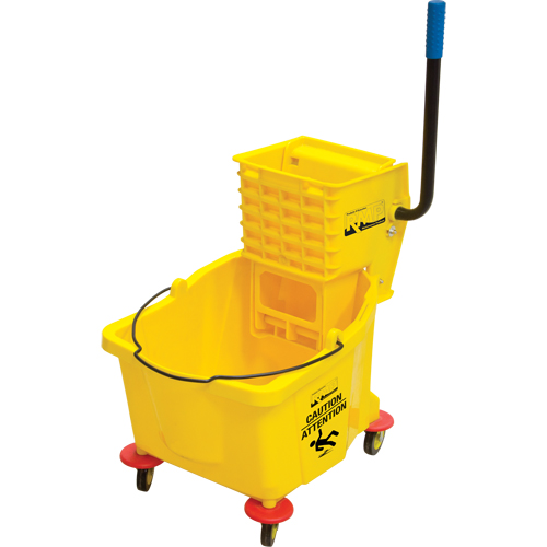 Seau et essoreuse pour vadrouille, Pression lat&eacute;rale, 9,5 gal. US (38 pintes), Jaune Waymarc Industries Inc