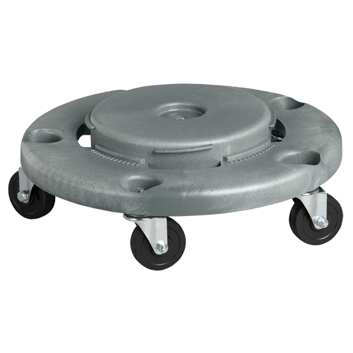 Socle roulant pour contenant &agrave; d&eacute;chets, Poly&eacute;thyl&egrave;ne, Gris, Convient aux contenants 24" dia. Waymarc Industries Inc