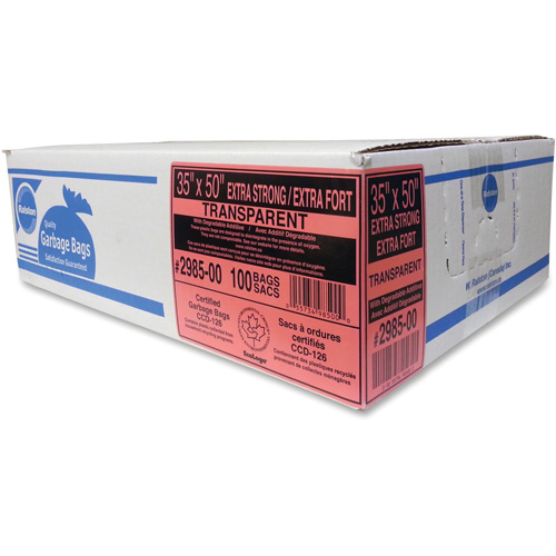Industrial Garbage Bags, X-Strong, 35" W x 50" L, 0.95 mils, Clear Waymarc Industries Inc