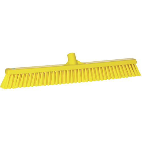 Combo Bristle Push Broom, Coarse/Fine Bristles, 24", Polyester, Yellow Waymarc Industries Inc